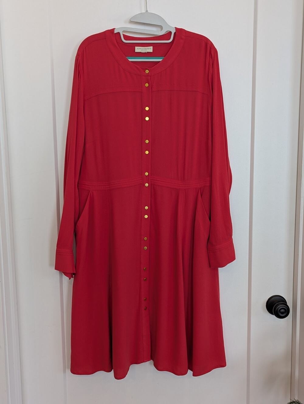Appleseed Women's Petite XL 16 Coral Midi Dress Career Old Money Preppy